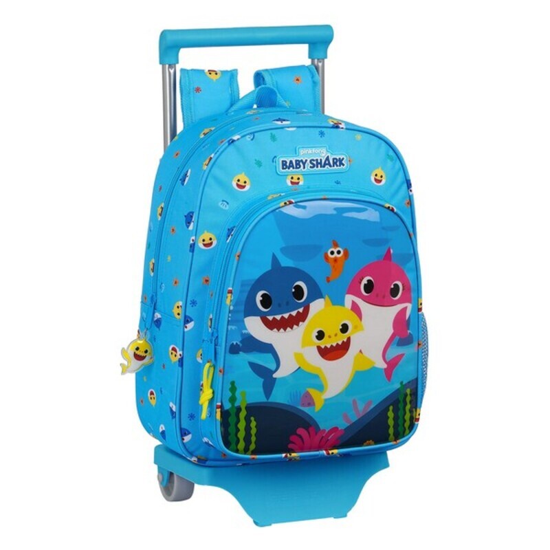 Skolväska med hjul 705 Baby Shark Ljusblå