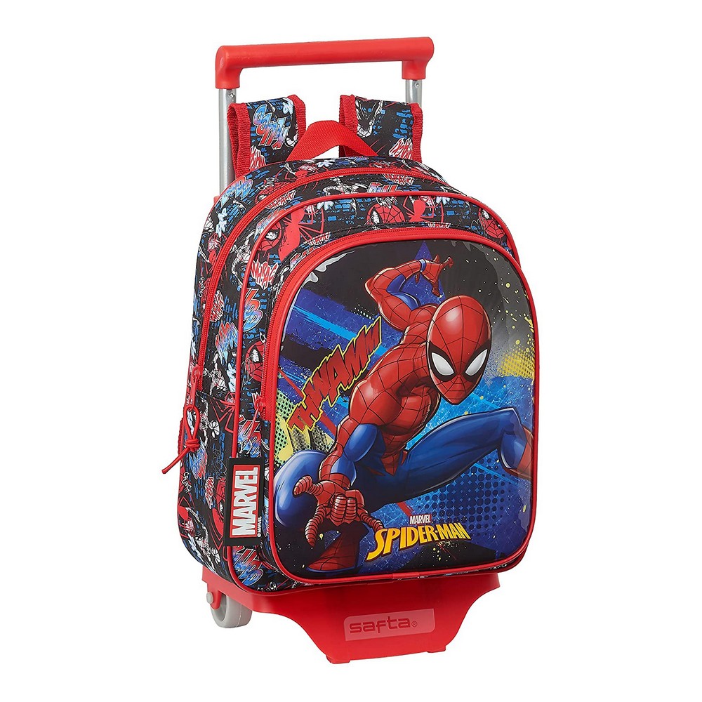 Skolväska med hjul Go Hero Spiderman Go Hero Röd Svart (27 x 33 x 10 cm)