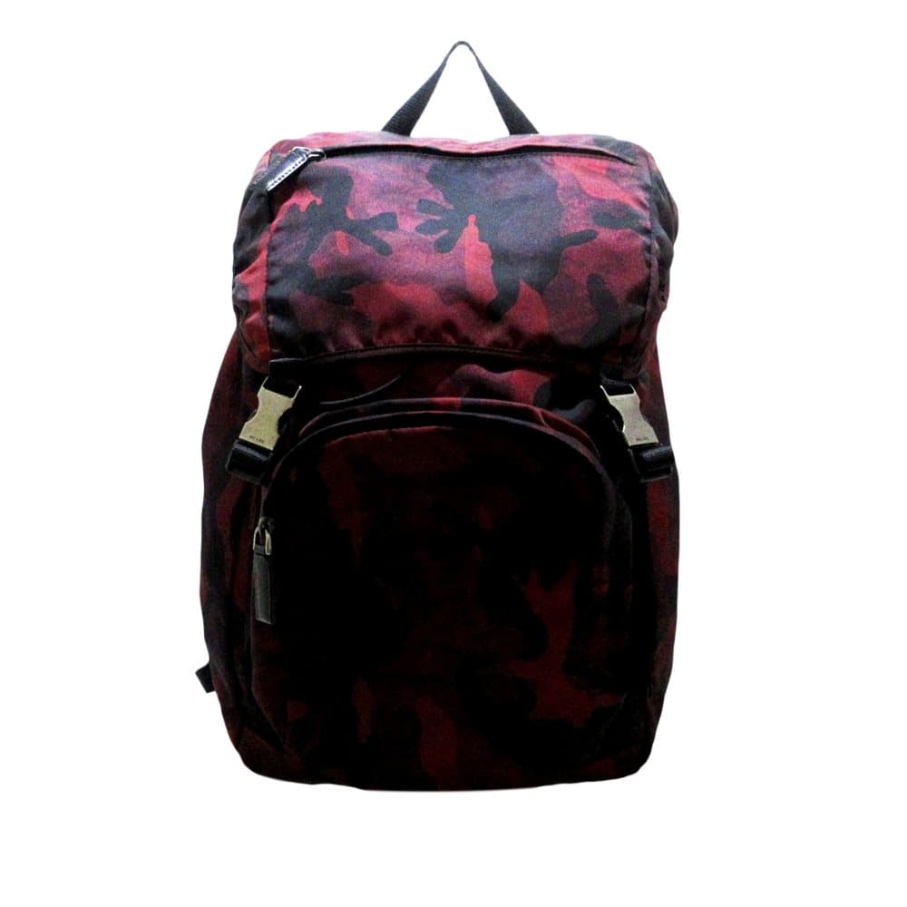 Pre-owned Prada Tessuto Camouflage Backpack Red