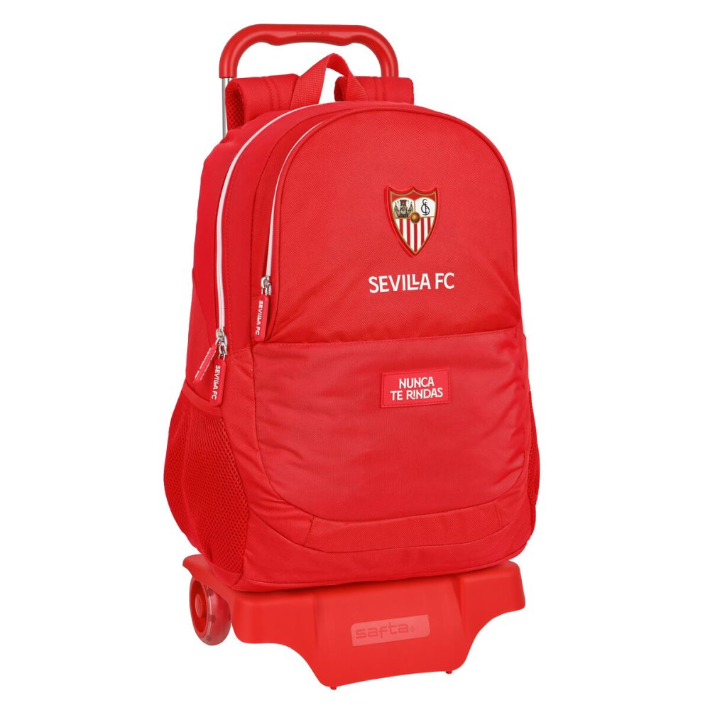 Skolväska med hjul Sevilla Fútbol Club Röd (32 x 44 x 16 cm)