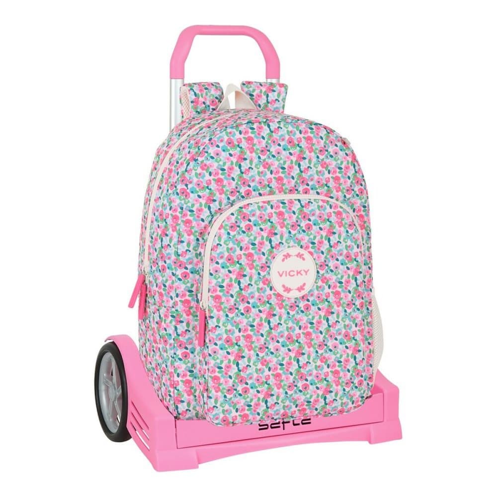Skolväska med hjul Vicky Martín Berrocal Rosebloom Rosa Multicolour (30 x 46 x 14 cm)