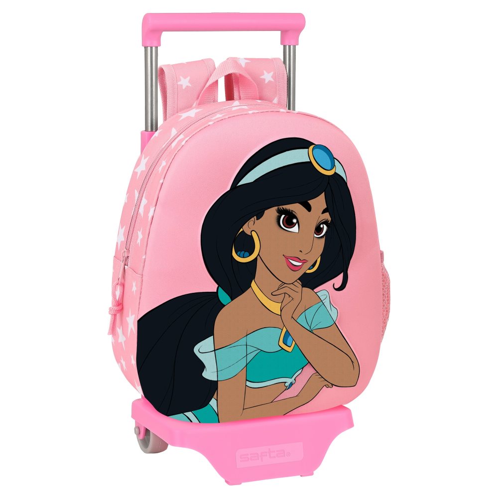 Skolryggsäck 3D med hjul Disney Jasmine Rosa (28 x 10 x 67 cm)