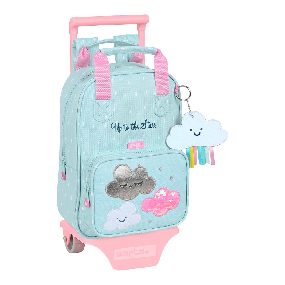 Skolväska med hjul Glow Lab Nube Ljusblå (20 x 28 x 8 cm)