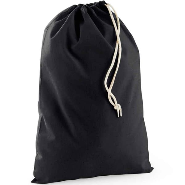 Westford Mill Recycled Cotton Stuff Bag Black 15cm x 10cm