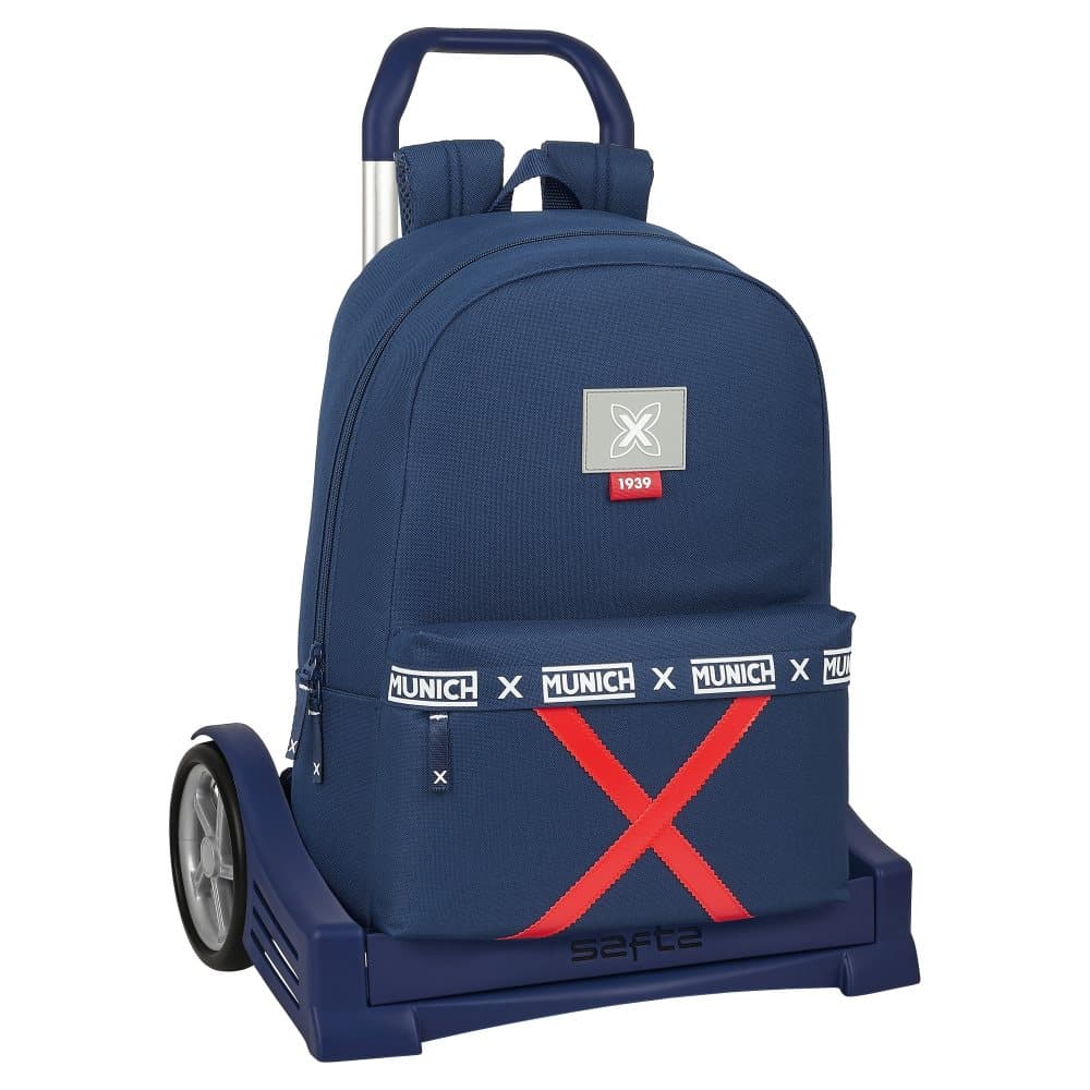 Skolväska med hjul Munich Spike Marinblå