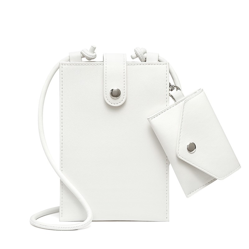 Mini mobiltelefonväska med myntväska Vit