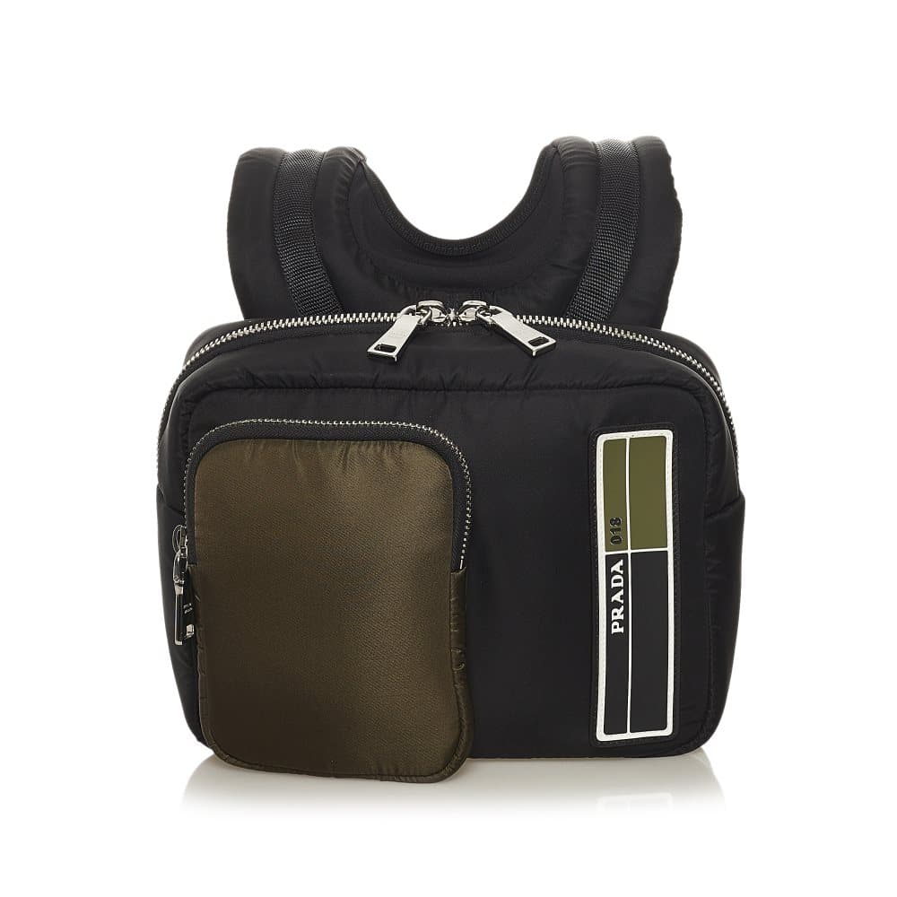 Pre-owned Prada Tessuto Logo Patch Harness Bag Black