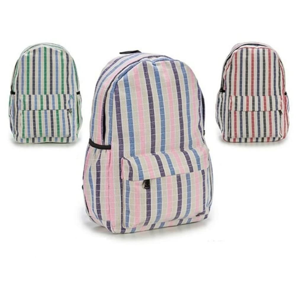 School Bag (13 x 45 x 31 cm) stripey pattern
