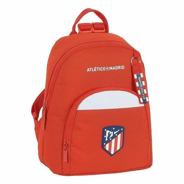 Casual Backpack Atlético Madrid White Red with badge on front
