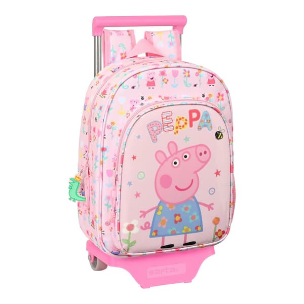 Skolerygsæk med Hjul Peppa Pig Having Fun Pink (26 x 34 x 11 cm)