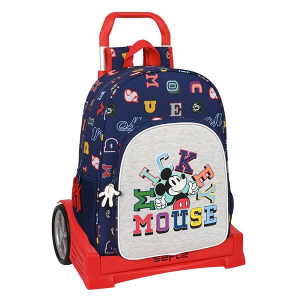 Skolerygsæk med Hjul Mickey Mouse Clubhouse Only one Marineblå 33 x 42 x 14 cm