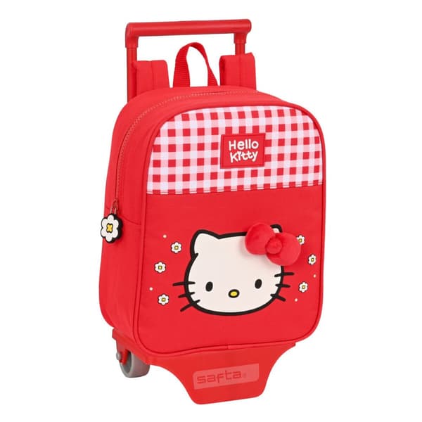 Skolerygsæk med Hjul Hello Kitty Spring Rød (22 x 27 x 10 cm)