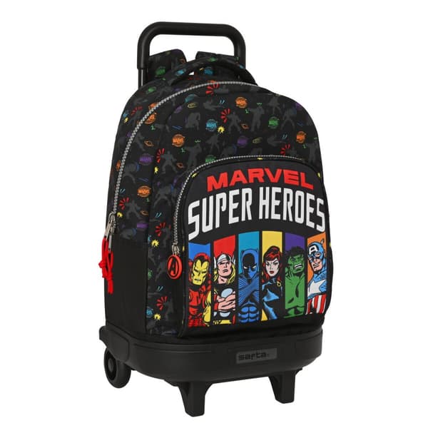 Skolerygsæk med Hjul The Avengers Super heroes Sort (33 x 45 x 22 cm)