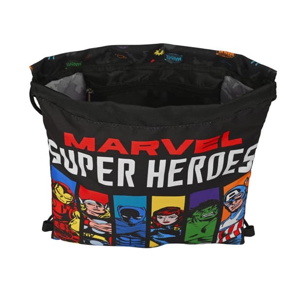 Rygsæk med Snore The Avengers Super heroes Sort (26 x 34 x 1 cm)