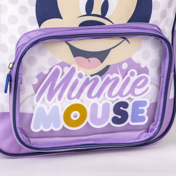 Skoletaske Minnie Mouse Gennemsigtig Pink 25 x 30 x 12 cm