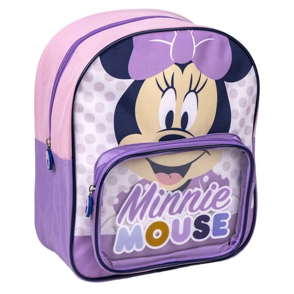 Skoletaske Minnie Mouse Gennemsigtig Pink 25 x 30 x 12 cm