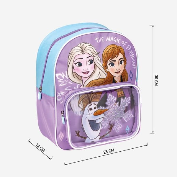 Skoletaske Frozen Gennemsigtig Syren 25 x 30 x 12 cm