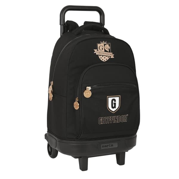 Skolerygsæk med Hjul Harry Potter Bravery 33 x 45 x 22 cm Sort