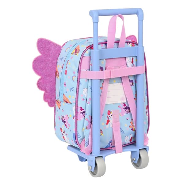 Skolerygsæk med Hjul My Little Pony Wild & free Blå Pink 22 x 27 x 10 cm