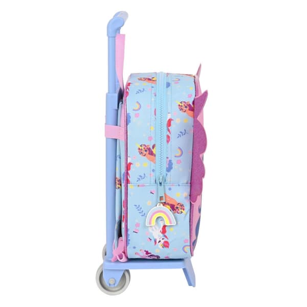 Skolerygsæk med Hjul My Little Pony Wild & free Blå Pink 22 x 27 x 10 cm