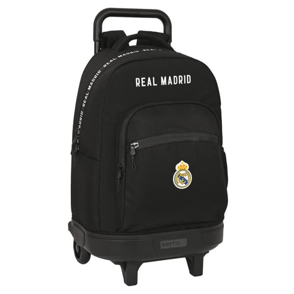 Skolerygsæk med Hjul Real Madrid C.F. 33 x 45 x 22 cm Sort