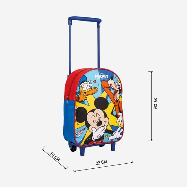 Skolerygsæk med Hjul Mickey Mouse Rød 22 x 10 x 29 cm