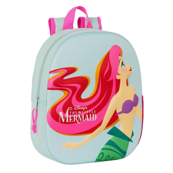 3D Skoletaske Disney The Mermaid Lyseblå 27 x 33 x 10 cm