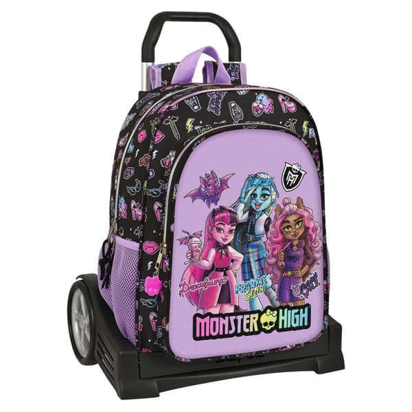 Skolerygsæk med Hjul Monster High Creep Sort 33 x 42 x 14 cm