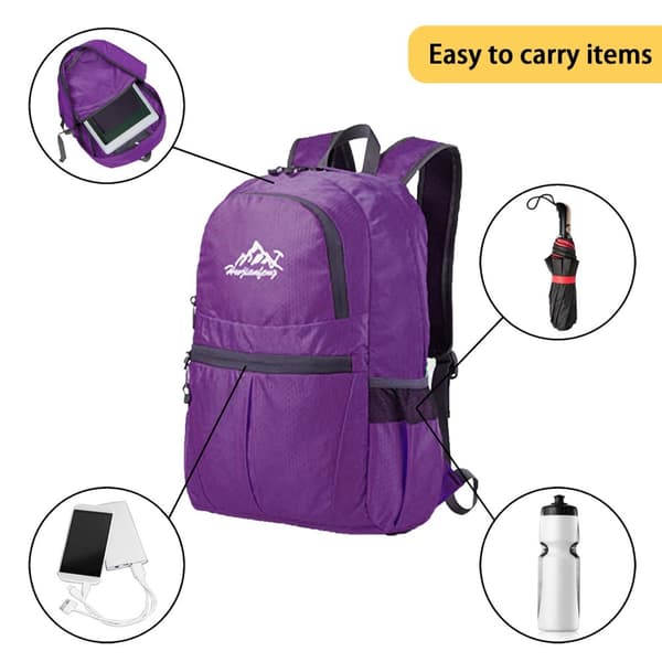 Ryggsekk ultralett ammenleggbar 36L unisex Tursekk vanntett utendørs dagstursekk for camping, fotturer, reiser, klatring og mye mer