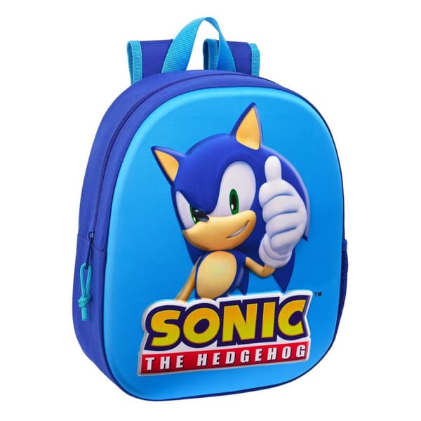 3D Skoletaske Sonic Speed Blå 27 x 33 x 10 cm
