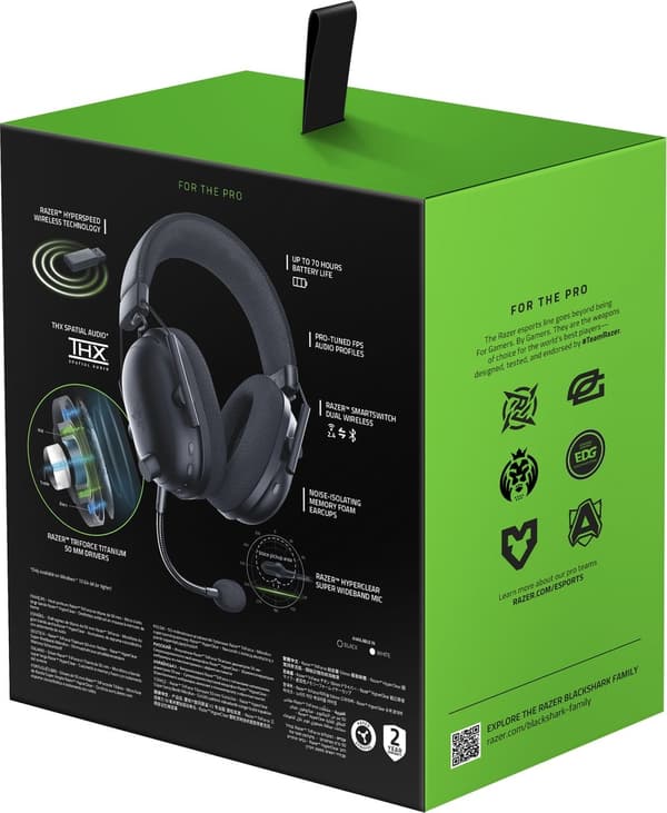 Razer BlackShark V2 Pro - Trådlöst headset - Svart - PC, PS4/PS5, Nintendo Switch & Mobil