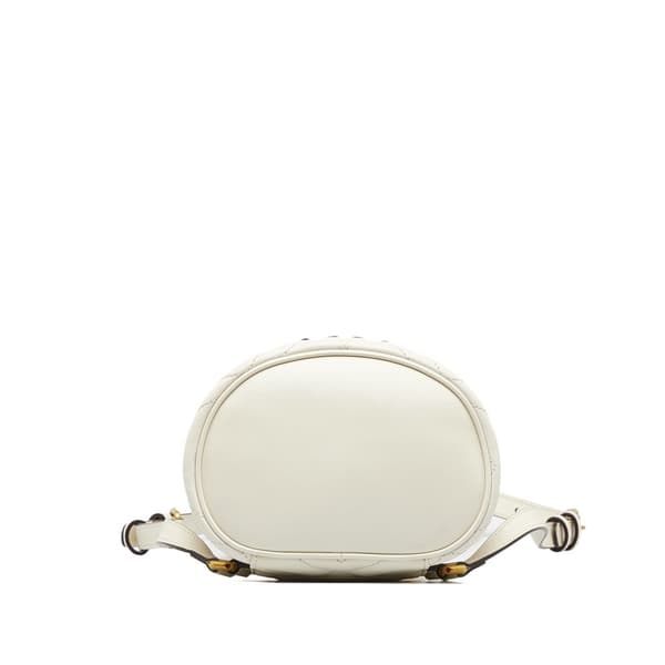 Pre-owned Gucci Mini GG Marmont Matelasse Leather Round Backpack White