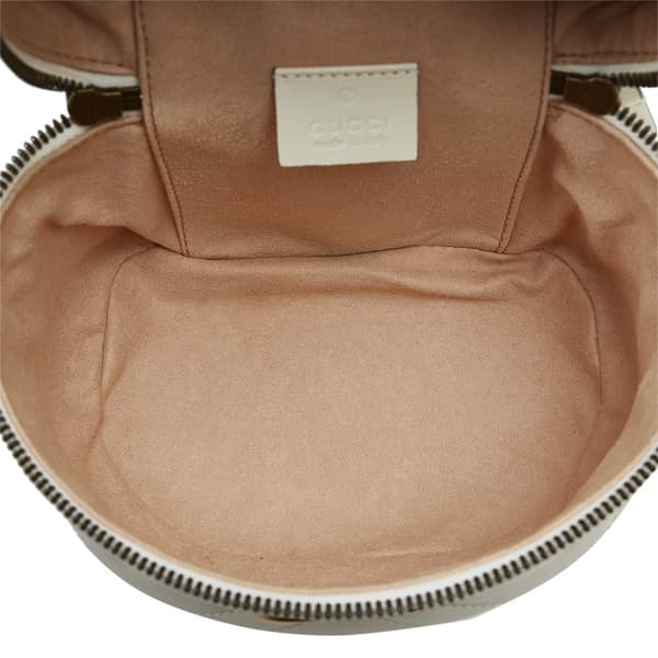 Pre-owned Gucci Mini GG Marmont Matelasse Leather Round Backpack White