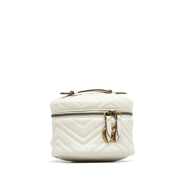 Pre-owned Gucci Mini GG Marmont Matelasse Leather Round Backpack White