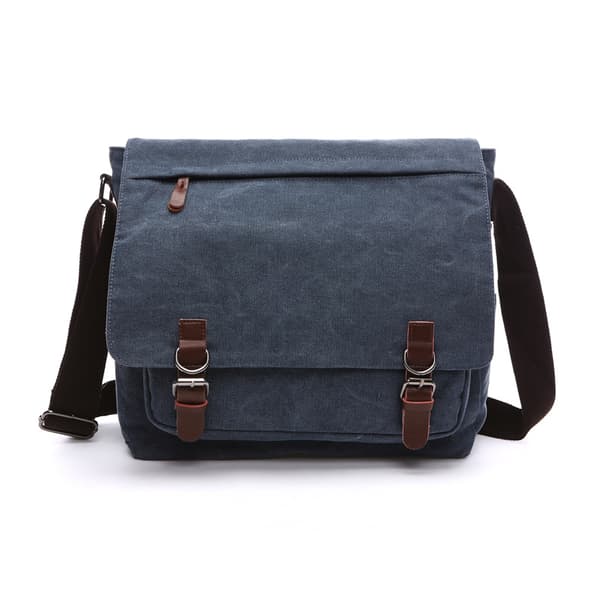INF Keskikokoinen vintage kangas ja nahkainen messenger bag olkalaukku