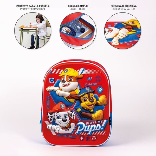 3D Børnetaske The Paw Patrol Rød 25 x 31 x 10 cm