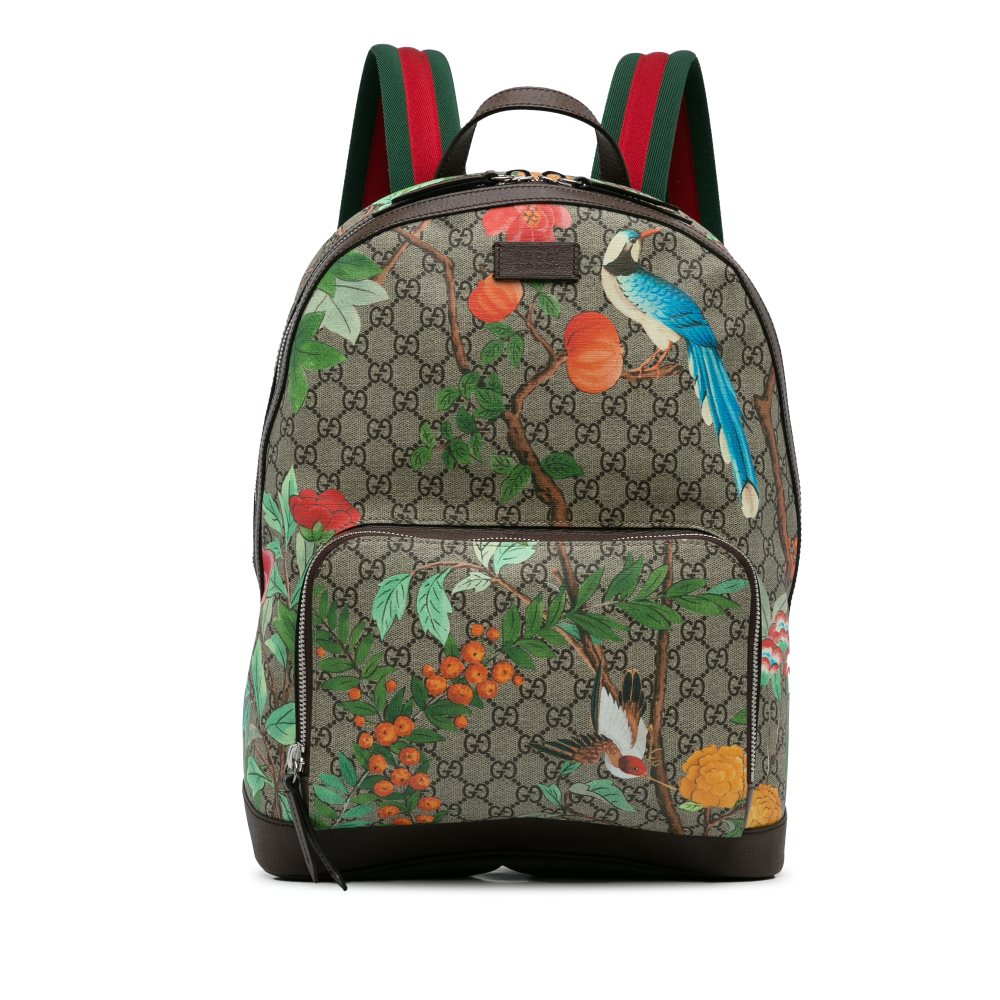 image of Pre-owned Gucci GG Supreme Tian Backpack Brown