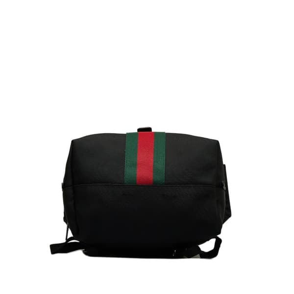 Pre-owned Gucci Web Fold Over Techno Backpack Black