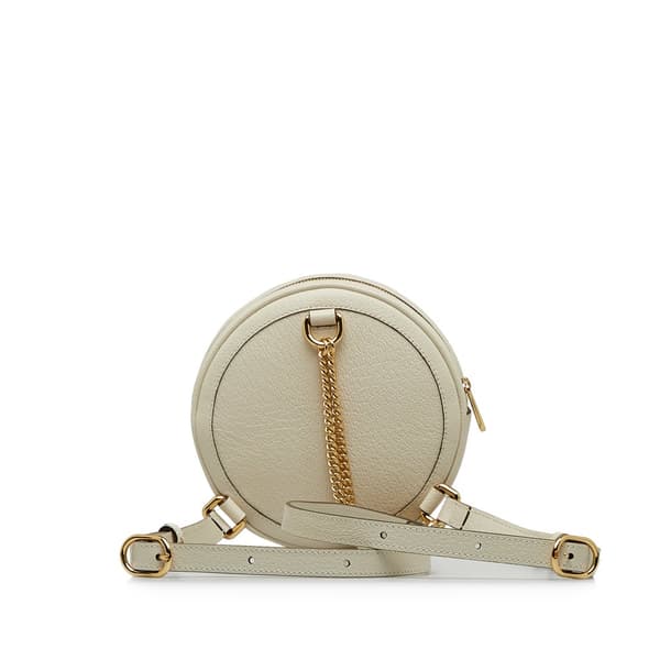 Pre-owned Gucci Mini Leather Round Ophidia Backpack White