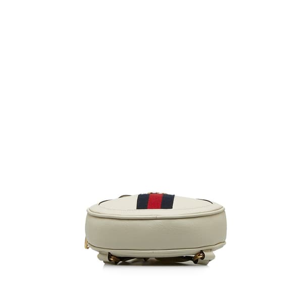 Pre-owned Gucci Mini Leather Round Ophidia Backpack White