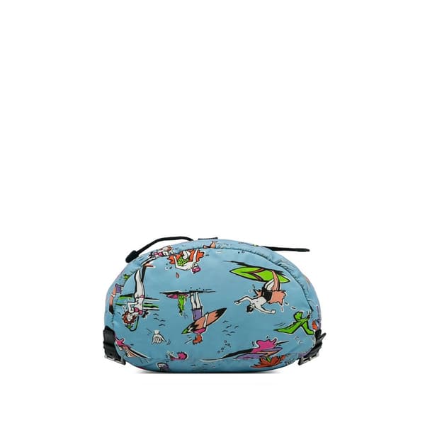 Pre-owned Prada Tessuto Stampato Drawstring Backpack Blue
