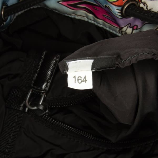 Pre-owned Prada Tessuto Stampato Drawstring Backpack Blue