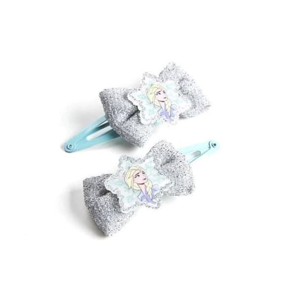 Frysta hårklämmor Silver Blue Link 2 enheter