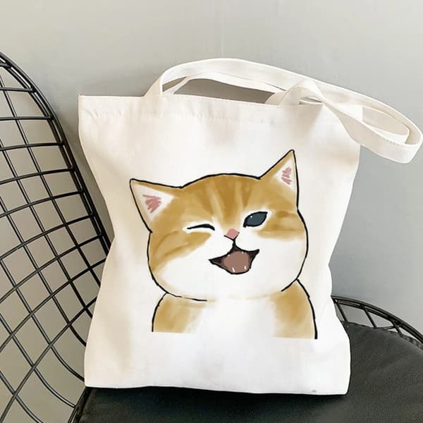 INF Multi-Purpose Shopping Bags Tote Bags smiling cat
