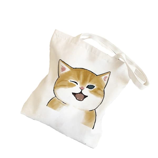 INF Monikäyttöiset ostoskassit Kangaskassit smiling cat