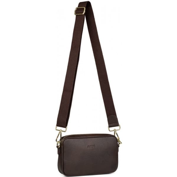 Aarni Crossbody Bag - skuldertaske, brun, gylden lynlås