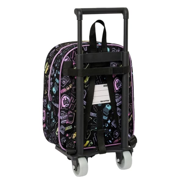 Skolerygsæk med Hjul Monster High Sort 22 x 27 x 10 cm