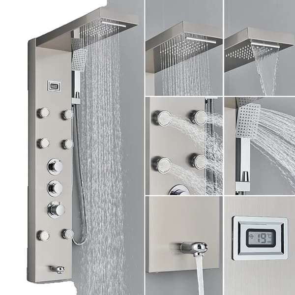 Brusepanel, Termostatisk kontrol, Massagestråler, 1258 Sort