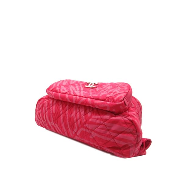 Pre-owned Chanel Printed Nylon Coco Neige Convertible Backpack Pink