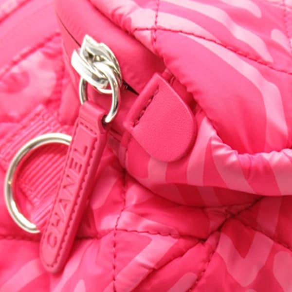 Pre-owned Chanel Printed Nylon Coco Neige Convertible Backpack Pink